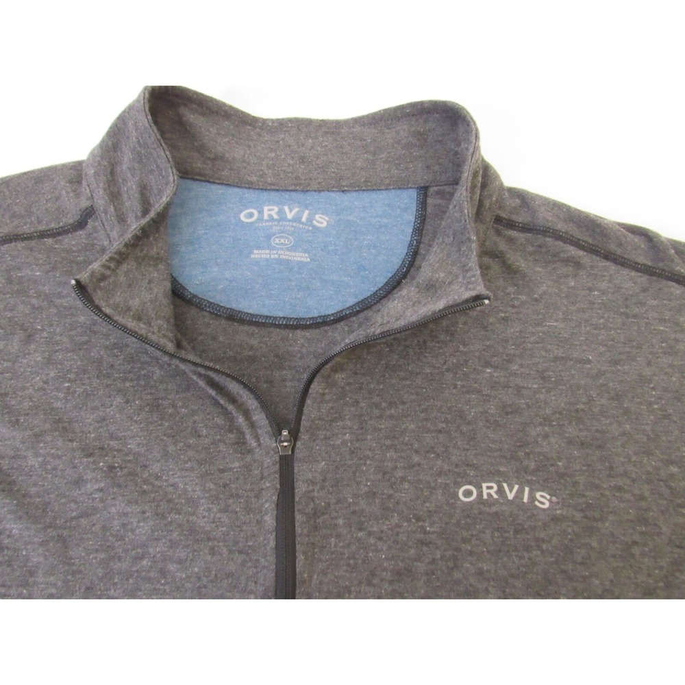 Orvis Men's Sz XXL Gray Poly Blend 1/4 Zip Pullover Monogram ActiveWear Shirt - Picture 6 of 10